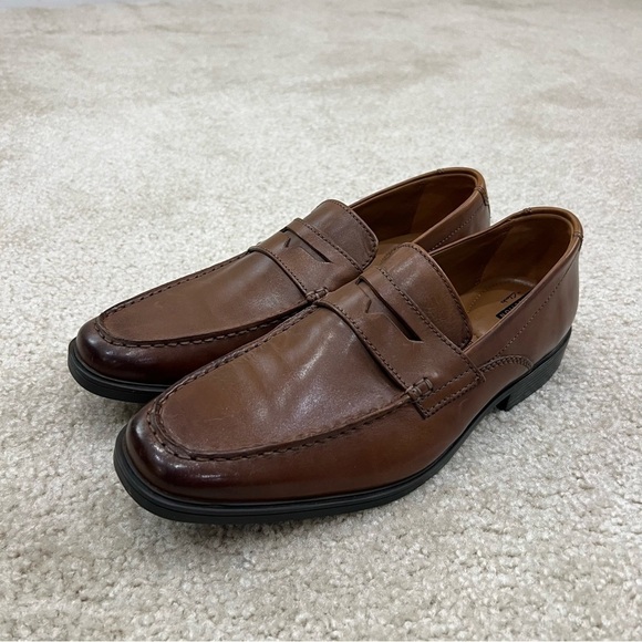 Clarks Collection Men Brown Cushion Toe Tilden Way Leather Loafers Shoes Men 9, - Picture 4 of 16